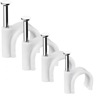 MEVRONISSHOP-Lot de 400 Clips de c&acirc;ble Ronds Solides et durables, Attache C&acirc;ble, Range C&acirc;ble, Fixation C&acirc;ble &eacute;lectrique, Clips C&acirc;ble, 4 Tailles de 4 mm, 6 mm, 8 mm, 10 mm - pour Ranger Les c&acirc;bles - Neuf