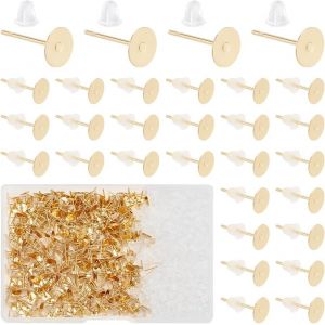 Environ 500 Pcs Boucles D'oreilles En Or Avec Écrous D'oreille En Plastique 304 Boucles D'oreilles En Métal Hypoallergénique En Acier Inoxydable Pour La Fabrication De Bijoux - Neuf