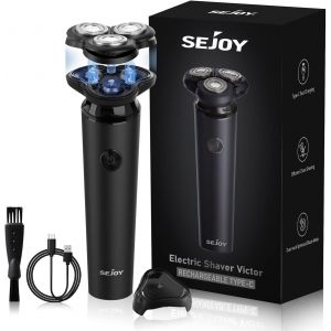Eryi-Rasoir Électrique Pour Le Visage,Rasoir Rotatif Rechargeable 3d,Rasoir À Sec,1.5 Heures De Charge Rapide,Tête De Rasoir Magnétique,Anti-Pincement,Cadeaux De Voyage Pour La Maison Voiture - Neuf