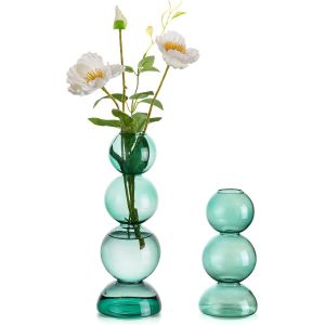 Bnhgc-Petits Vases Verts À Bulles - Modernes, Ronds En Verre Pour Décoration De Table, Salon, Mariage, Chambre - Neuf