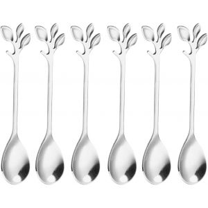 6 Pi&egrave;ces Cuill&egrave;res En Acier Inoxydable Cuill&egrave;res &Agrave; Caf&eacute; Cuill&egrave;res &Agrave; Caf&eacute; Cuill&egrave;res &Agrave; Cr&egrave;me Glac&eacute;e Cuill&egrave;res &Agrave; G&acirc;teau Cuill&egrave;res &Agrave; Dessert Petites Cuill&egrave;res Brillantes (Argent) - Neuf