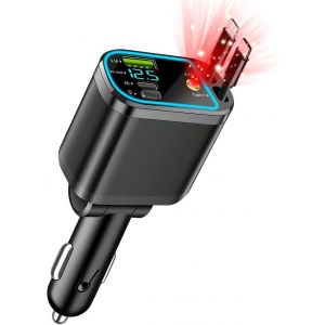 JGD-4 en 1 Chargeur Allume Cigare Voiture USB C, 83W PD 3.0 Charge Rapide Chargeur Voiture avec USB-C/USB-A, 180&deg; Pliable Prise 12V/24V pour iPhone 17/16/15/14/Galaxy/Android - Neuf
