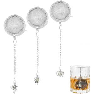 Lot De 3 Infuseurs &Agrave; Th&eacute; En Acier Inoxydable Avec Pendentifs - Neuf