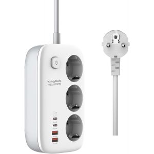 Bloc multiprise, avec chargeur USB C, 65 W, multiprise 3 prises, avec interrupteur, bloc d'alimentation GaN USB C pour iPhone, iPad, MacBook Air/Pro, Galaxy, Huawei, Switch, ordinateur portable Dell - Neuf