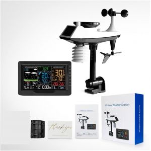 SUBZONAL-Station m&eacute;t&eacute;o sans Fil WiFi avec capteur ext&eacute;rieur, an&eacute;mom&egrave;tre, pluviom&egrave;tre, thermom&egrave;tre et hygrom&egrave;tre int&eacute;rieur/ext&eacute;rieur, barom&egrave;tre num&eacute;rique et pr&eacute;visions - Neuf