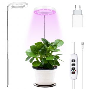 Lampe LED à spectre complet - 160 cm - Hauteur réglable - Avec minuterie de 3/9/12 heures - Avec adaptateur USB - 10 niveaux de luminosité - 3 modes d'éclairage - Pour plantes d'intérieur - Neuf