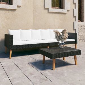 Prolenta Premium - Salon De Jardin 2 Pcs Avec Coussins R&eacute;sine Tress&eacute;e Noir - Neuf