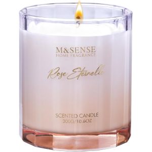 TRAHOO-Bougies parfum&eacute;es &agrave; la rose pour la maison 300g 60h de combustion, bougies de luxe pour les femmes cadeaux de la Saint-Valentin pour elle bougies d'aromath&eacute;rapie en cire de soja naturelle - Neuf