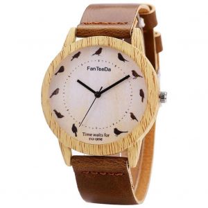 Oiseau Motif D&eacute;coration Dame Montre Femmes Dames &Agrave; La Mode Quartz Mouvement Montre (Brun Fonc&eacute;) - Neuf