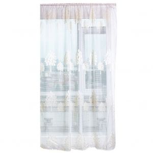 Hjlian Rideaux De Fenetre En Voile Transparent Ultra Doux Anti-Moustiques En Forme D'arbre Pour Salon, Beige - Neuf