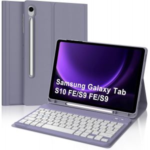 Coque Clavier Pour Samsung Galaxy Tab S10 Fe/S9 Fe 10.9""/S9 11"", Étui Keyboard Azerty Bluetooth Détachable Pour Samsung Tab S10 Fe/S9 Fe 10.9""/S9 11"" Avec Porte Crayon, Lavande[Z780] - Neuf
