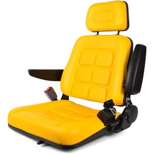 MEVRONISSHOP-si&egrave;ge de chariot &eacute;l&eacute;vateur universel avec dossier r&eacute;glable, tracteur en PVC avec ceinture de s&eacute;curit&eacute; auto-rebondissante, tondeuse &agrave; gazon jaune avec appui-t&ecirc;te - Neuf