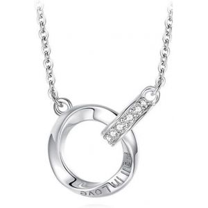 Kal-Strass Collier Femme, Eternity Infinity Mobius Pendentif Double Anneau Cha&icirc;ne Strass Brillant Necklace Cha&icirc;nes Longueur R&eacute;glable Bijoux Cadeaux Filles Argent/Or Rose - Neuf