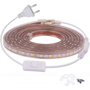 Ruban &Agrave; Led Avec Interrupteur 20m Blanc Chaud, Bande Lumineuse 220v 230v, 60 Leds/M Strip, Ip65 &Eacute;tanche, R&eacute;tro-&Eacute;clairage Doux[Rub9225104] - Neuf