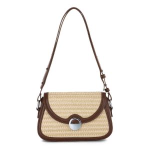 D'&eacute;t&eacute; de Plage de Paille Sacs pour les Femmes 2025, Tiss&eacute; sac Bandouli&egrave;re Sac &agrave; l'&Eacute;paule, de Vacances &agrave; la mode Sac &agrave; main, L&eacute;ger et Spacieux - Neuf