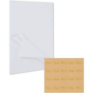 Papier De Soie Avec Autocollants Remerciements Blanc 40 X 60 Cm 40 Pcs - Neuf
