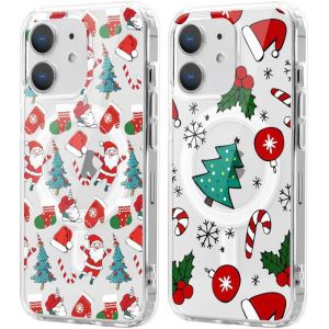 SJZG-2 Pi&egrave;ces No&euml;l Coque Magn&eacute;tique Pour Iphone 12 Mini 5.4'', Etui En Motif Dessin Cadeau De No&euml;l Compatible Avec Magsafe, Antichoc Housse Christmas Silicone Bumper Cover Pour Iphone 12 Mini, No&euml;l - Neuf