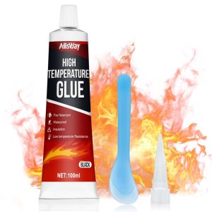 Colle Haute Temperature,100 Ml Colle Refractaire,Colle pour Vitre Four,Colle Joint Insert Chemin&eacute;e,Convient pour Four &agrave; Micro-Ondes,Four,Cuisini&egrave;re &agrave; Induction,Hotte de Cuisine,Noir - Neuf