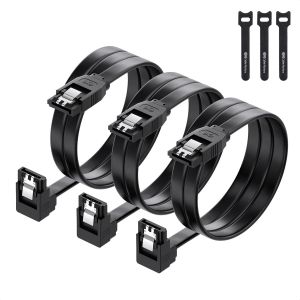 Lot De 3 Cable Sata 3, Câble Sata Iii À Angle Droit De 90 Degrés 60 Cm De Ensemble 3 Pièces Sata Iii 6.0 Gbps, Noir[BLE7110019] - Neuf