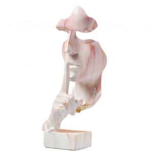 Statue de penseur en resine synthetique compacte et attrayante, forme vive, decoration silencieuse doree, figurine pour la maison, or rose - Neuf