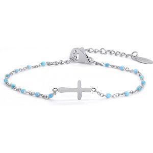 Eryi-Bracelet De Croix Pour Femmes, Bracelet Religieux Réglable En Acier Inoxydable Bracelet De Communion Pour Bijoux De Couple Cadeaux De Confirmation Bracelets De Mode - Neuf