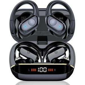 KARWL-Ecouteurs Bluetooth Sans Fil,Ecouteurs Bluetooth 5.4 Stéréo Avec Enc Réduction De Bruit Mic,75H De Lecture Oreillette,Ip7 Étanches Casque Sans Fil Pour Sport Et Running,Noir - Neuf
