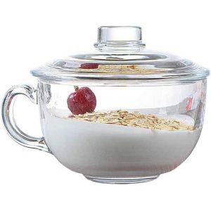 CMWS-550ml Bol de C&eacute;r&eacute;ales Micro-ondes avec Couvercle en Verre, Coupe en Verre, Tasse de Petit D&eacute;jeuner - Neuf