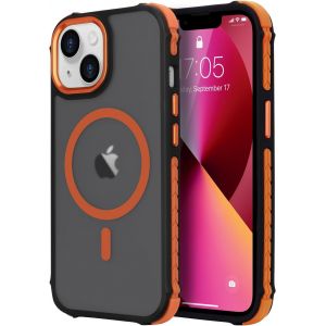 KALANKA-Coque Magn&eacute;tique pour iPhone 13 Compatible avec MagSafe Recharge sans Fil &Eacute;tui Housse de Protection Antichoc en TPU Antichoc/PC Dur Housse Arri&egrave;re pour iPhone 13,Orange - Neuf