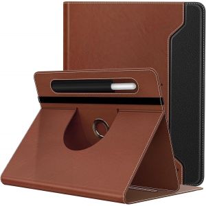 LORANKA-&Eacute;tui Compatible avec Tablette 9-11 Pouces, &Eacute;tui de Protection en PU, Coque pour Tablette Rotative &agrave; 360 Degr&eacute;s avec Poche, Couverture de Protection pour Tablettes 9-11 Pouces, Brun - Neuf