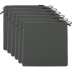 Ulteronixshop-Lot de 6 Coussins de Chaise 40x40x4 cm - Galette de Chaise Hydrofuge et Anti-salissure avec Liens et Passepoil &iquest; pour l&iquest;int&eacute;rieur et l&iquest;ext&eacute;rieur &iquest; Cuisine, Terrasse, Jardin &iquest; Anthracite - Neuf