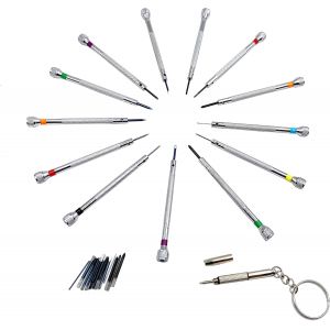 Kal-Lot De 13 Tournevis Pour Micro Montre, 0,6 À 2,0 Mm, Kit De Tournevis Professionnel Avec 13 Embouts De Rechange Supplémentaires Pour Réparation De Montres, Lunettes, Bijoux Et Appareils Électroni - Neuf