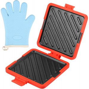 Mico Machine À Sandwich En Silicone Pour Micro-Ondes, Chauffage Rapide, Réglable, Antiadhésive Pour Sandwichs Au Pain, Pour Cuisiner De Délicieux Sandwichs Croustillants (Rouge) - Neuf