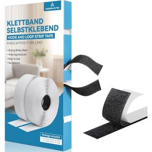 Scratch Autocollant Double Face Extra Fort,Bande Scratch Adhésif Bande Agrippantes Adhésives Autocollant,Adhésives puissant Hook Loop Rubans pour Ménage,Bricolage Et l'artisanat,20mmx5m - Neuf