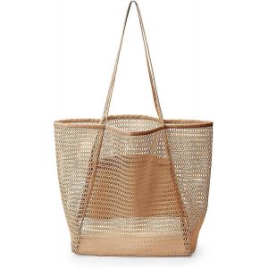 Sac de plage en maille Grand sac fourre-tout Sac à bandoulière pour voyage Plage Gym Natation Cadeau - Neuf