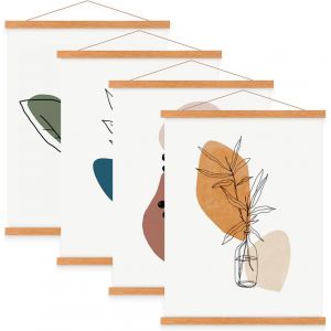 Cmwx-Lot De 4 Barres Magnétiques En Bois Pour Accrocher Des Affiches Et Images A2, 42 X 30, 42 X 59, 42 Cm, Lot De 42 Cm, Bois De Teck - Neuf