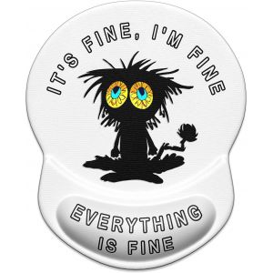 JGD-Tapis de souris ergonomique avec support de poignet en gel, tapis de souris pour bureau confortable, surface lisse et base antid&eacute;rapante en polyur&eacute;thane, 22,1 x 18,3 cm, chat noir amusant - Neuf