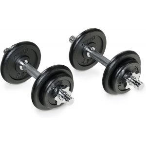 Lbgwp60-Set Composé D'haltères Courts, De Poids Et De Tiges Filetées Dans Un Coffret Avec 20 Disques En Fonte Caoutchoutés Pour La Musculation À La Maison - Neuf