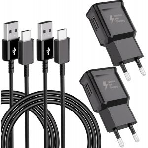 KALCX-2-Pack Chargeur Usb Avec C&acirc;ble Usb C C&acirc;ble De Charge Pour Samsung Galaxy S8,S8 Plus,S9,S10,S21,S22,A13,A20,A23,A30,A40,A50,A70,M30,M40,Z Flip3,Z Fold2 5G,Chargeur Rapide Type C - Neuf