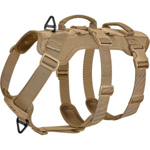 Kalanka-Harnais Tactique Pour Chien T-Bone Avec 2 Poign&eacute;es - Anti-&Eacute;clatement - R&eacute;glable - Pour La Chasse, La Randonn&eacute;e, L'entra&icirc;nement, La Promenade, Les Activit&eacute;s De Plein Air (Marron, Taille M) - Neuf