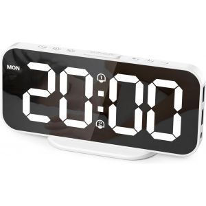 R&eacute;veil Num&eacute;rique Led Avec Double Alarme R&eacute;veil Matin Avec Fonction Snooze Horloge De Chevet &Agrave; Miroir D&eacute;co Chambre Horloge Digitale Aliment&eacute; Par Usb - Neuf