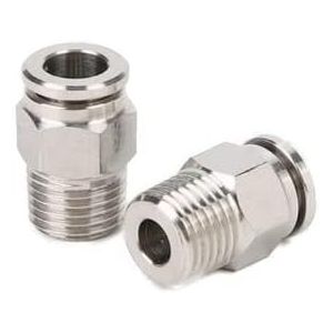 Raccord pneumatique en acier inoxydable V2A-Raccord m&acirc;le R 1/4""-10 mm IQS (1/4""-10 mm) - Neuf