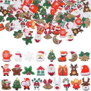 66Pcs Figurines Miniatures De Noël De Résine Décoration De Noël,Decoration Pere Noel,Sapin,Bonhomme,Objet De Noel,Petit Ornement Decoration[Z122] - Neuf