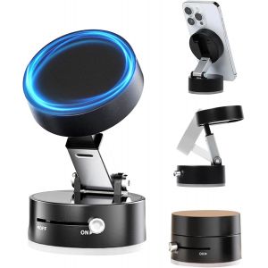 ERYI-Support T&eacute;l&eacute;phone &Agrave; Ventouse,[10 Aiments] [Pliable] Support Sous Vide Pour Magsafe Voiture, Compatible Avec Tous Les Smartphone Sur Surface Lisse (Noir, A2) - Neuf