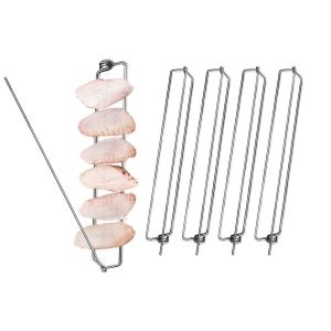 4 fourchettes &agrave; poulet en acier inoxydable pour barbecue, pour griller et embrocher - Neuf