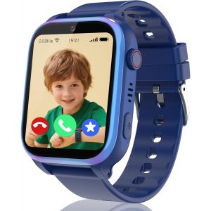 4G Montre Connect&eacute;e Enfant Gps, Montre Gps Enfant T&eacute;l&eacute;phone Avec Appel Vid&eacute;o Sos R&eacute;veil Appareil Cam&eacute;ra Ip68 Mode Scolaire Jeux Chat,Smartwatch Cadeau Pour Fille Gar&ccedil;on De 4-12 Ans (Bleu) - Neuf