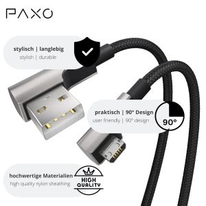 C&acirc;ble Micro USB de 0,3 m en nylon noir, connecteur coud&eacute; &agrave; 90 degr&eacute;s, USB vers c&acirc;ble de charge micro USB, c&acirc;ble de donn&eacute;es, c&acirc;ble de charge, USB 2.0 - Neuf