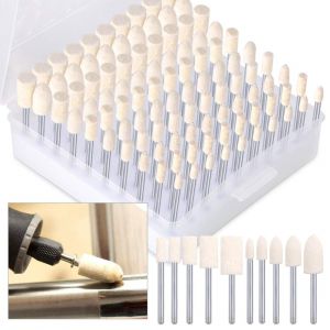Lot de 100 embouts de polissage multifonctions en laine-Tige de 1/8 - Neuf