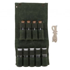 Hjlian Sac A Epices En Toile Ciree Humide, Sac De Rangement Portable Pour Assaisonnements Avec 9 Bouteilles D'assaisonnement En Verre Pour Camping En Plein Air, Vert Od - Neuf
