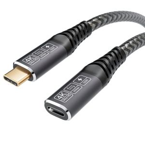 DDA-Câble d'Extension USB 3.2 Gen2 0,5M, 20Gbps 100W/5A Rallonge Mâle et Femelle Compatible USB C 3.2/3.1/3.0, 4K@60Hz Pour Hub/Dell XPS/Chargeur - Neuf