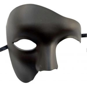 1 Pi&egrave;ce Masque Masqu&eacute; R&eacute;tro Fant&ocirc;me De L'op&eacute;ra Un ?il Demi Visage Costume, Moiti&eacute; Visage Phantom Masque (Noir Mat) - Neuf